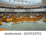 Small photo of DEN HAAG, NETHERLANDS - DECEMBER 5 2023: Central view inside at the Dutch Parliament at the Tweede Kamer on December 5, 2023 in Den Haag, Netherlands