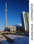 Small photo of Toronto, Ontario, Canada - March 4, 2005: GO trains homeward bound from downtown Toronto