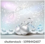 christmas card with ribbons and ... | Shutterstock . vector #1098442607
