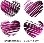 set of four grunge hearts in...