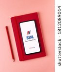 Small photo of Assam, india - September 6, 2020 : My Bsnl logo on phone screen stock image.