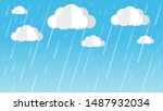 white paper clouds and rain on... | Shutterstock .eps vector #1487932034