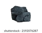 Small photo of Cut out a specimen of Lignite coal isolated on white background