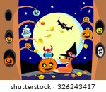 halloween night in forest  ... | Shutterstock .eps vector #326243417