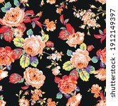 seamless rose flowers pattern... | Shutterstock .eps vector #1912149397