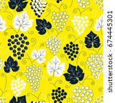 seamless grapes pattern. fruit... | Shutterstock .eps vector #674445301