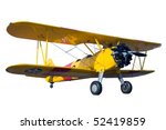 A Yellow Bi Plane Isolated On...