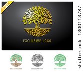 Abstract Golden Tree Logo....