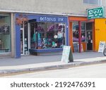 Small photo of Anchorage, Alaska, United States – May 5, 2021: The front exterior of Octopus Ink, an eco-minded clothing store and gallery featuring original hand drawn designs by local Alaskan artist, Shara Dorris.