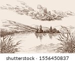 Lake Landscape Sketch  Water...