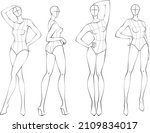 fashion figure ten heads design ... | Shutterstock .eps vector #2109834017