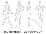 fashion figure ten heads design ... | Shutterstock .eps vector #2140044307