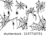 set of webs with spiders.vector ... | Shutterstock .eps vector #2157710751