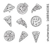 outline pizza slices  whole... | Shutterstock .eps vector #1688560381