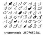 Doodle outline sketch angel wings. Angel feather wing, silhouette. Linear fly winged angels, flying heaven hand drawn doodle icons. Vector illustration