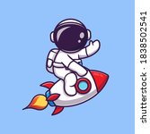 Cute Astronaut Riding Rocket...