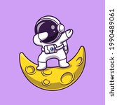 astronauts dabbing on the moon... | Shutterstock .eps vector #1990489061