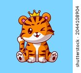 cute king cat tiger sitting... | Shutterstock .eps vector #2044108904