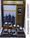 Small photo of ROME DECEMBER 19 2023 LUXURY WATCHES ON DISPLAY INSIDE THE BREITLING FASHION BOUTIQUE