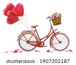 Red Classic Bicycle With Heart...
