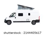 Side View Of White Campervan Rv ...