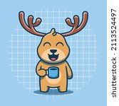 cute deer character holding a... | Shutterstock .eps vector #2113524497