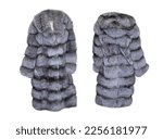Luxury fur coat with hood  long ...