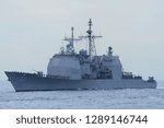 Small photo of Kanagawa, Japan - October 15, 2015:United States Navy USS Chancellorsville (CG-62), Ticonderoga-class guided missile cruiser.