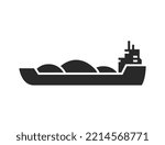 Barge Ship Icon. River Cargo...
