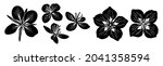 Flowers. Six Black Vector...