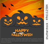 halloween pumpkin  poster ... | Shutterstock .eps vector #496112584
