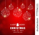chrismtas card with red... | Shutterstock .eps vector #777556111