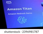 Small photo of Shanghai,China-Dec.5th 2023: Amazon Titan and Amazon Bedrock brand logo. Titan is a generative AI model by Amazon