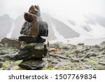 Mountain Altai. Cairn On Top Of ...