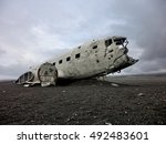 Airplane crash wreckage United States DC-3 in Iceland