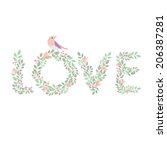 wedding floral love | Shutterstock .eps vector #206387281