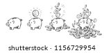 cartoon piggy bank set. empty ... | Shutterstock .eps vector #1156729954