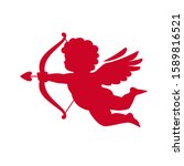 red silhouette of cupid aiming... | Shutterstock .eps vector #1589816521