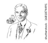 Henry Ford. Hand Drawn Portrait....
