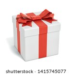 white gift box with red ribbon... | Shutterstock . vector #1415745077