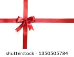 shiny red satin ribbon and bow... | Shutterstock . vector #1350505784