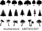 tree trees set vector...