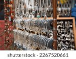 Handmade artisanal jewelry and accessories on display at a street market