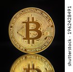 Single Gold Bitcoin Coin With...