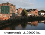 Small photo of BOSTON, UNITED KINGDOM - Sep 16, 2021: Historical buildings adjacent to the River Witham in central Boston, Lincolnshire, the UK