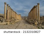 The Colonnaded Street  Archaeological Site of Jerash  Historical place in Jerash, Jordan 