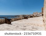 Small photo of SINES, PORTUGAL - May 04, 2022: A perspective shot over the Artillerie Kanonen at Sines Castle in the historic area of Sines