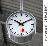 Small photo of IN, SWITZERLAND - Sep 11, 2016: A Mondaine Swiss Railway station clock