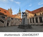 Small photo of A scenic view of the Burgplatz square in Braunschweig, Germany with the historic Braunschweiger Lowe