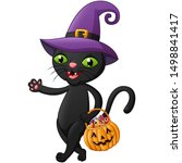 halloween cat cartoon bring... | Shutterstock .eps vector #1498841417